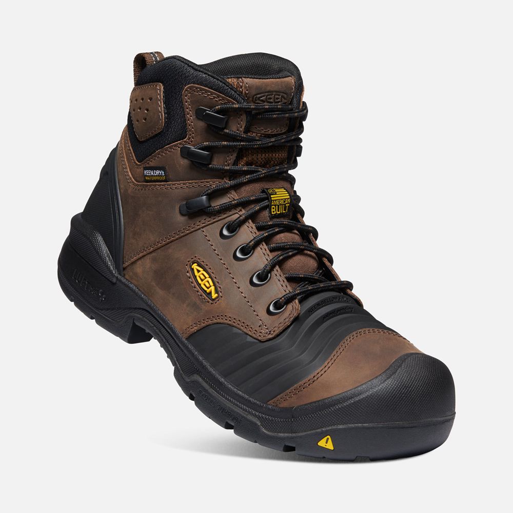 Botte de Travail Keen Homme Marron/Noir | Portland 6\" Waterproof (Carbon-Fiber Toe) | ZXCUN-7364